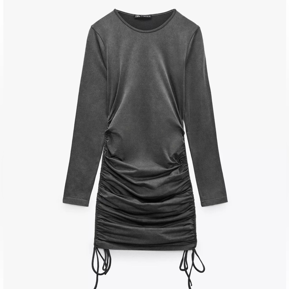 Zara Seamless Ruched Dress ANTHRACITE GREY Size XS-S
